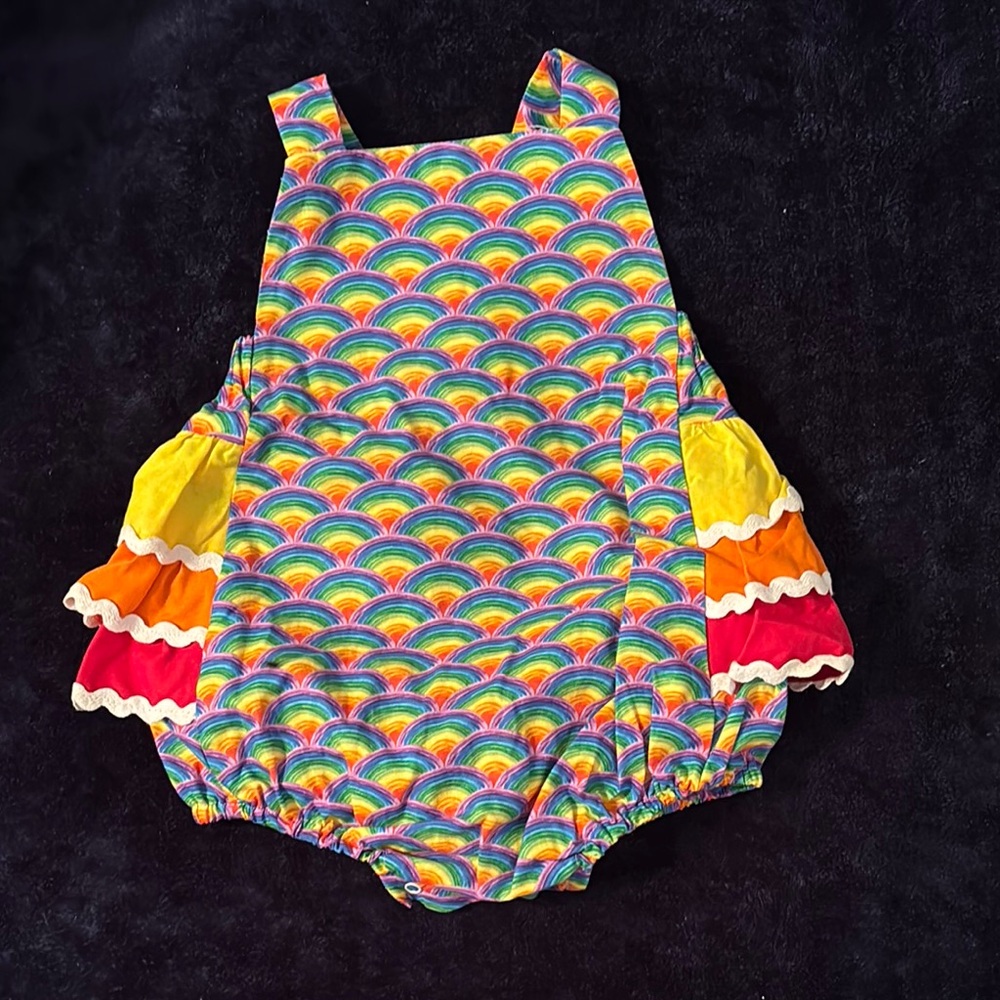 RicRac & Ruffles Colorful Rainbow Patterned Bubble 3T